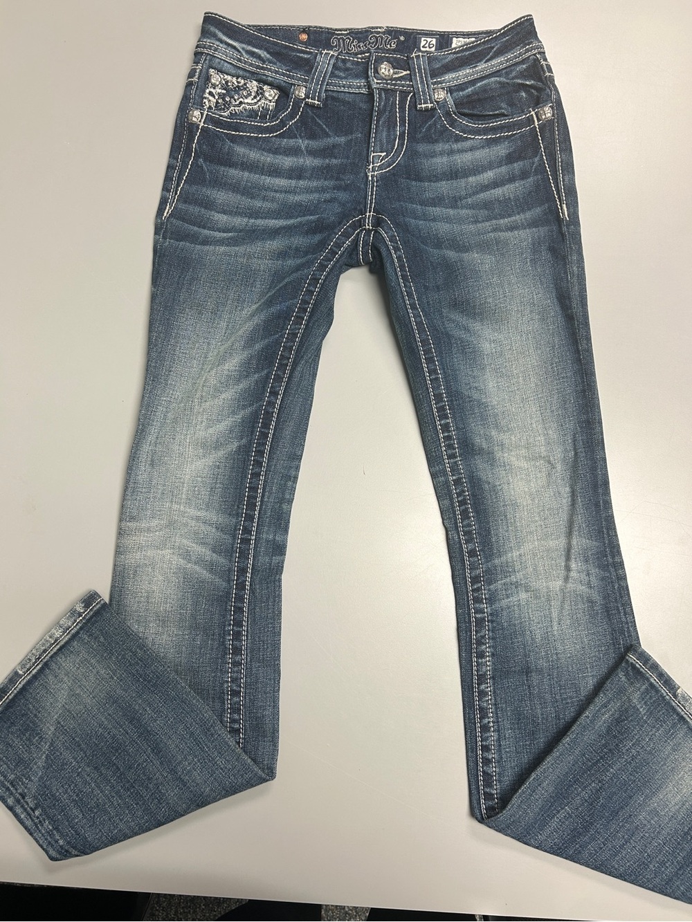 Miss Me size 26 dark rhinestone denim Jean